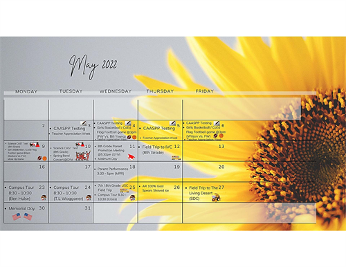 May Event Calendar